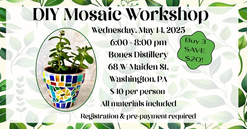 DIY Mosaic Planter @ Bones Distillery