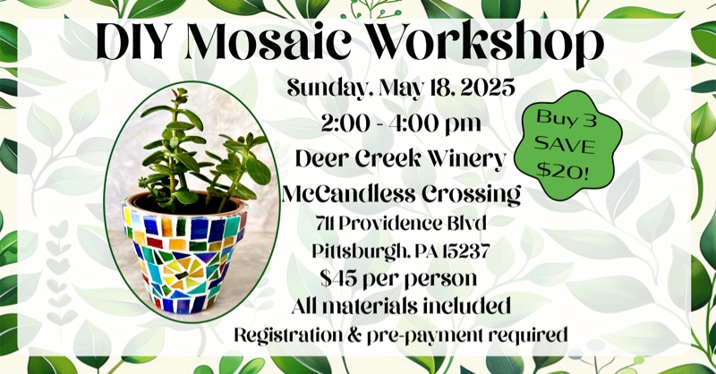 DIY Mosaic @ Deer Creek Winery, McCandless Crossing