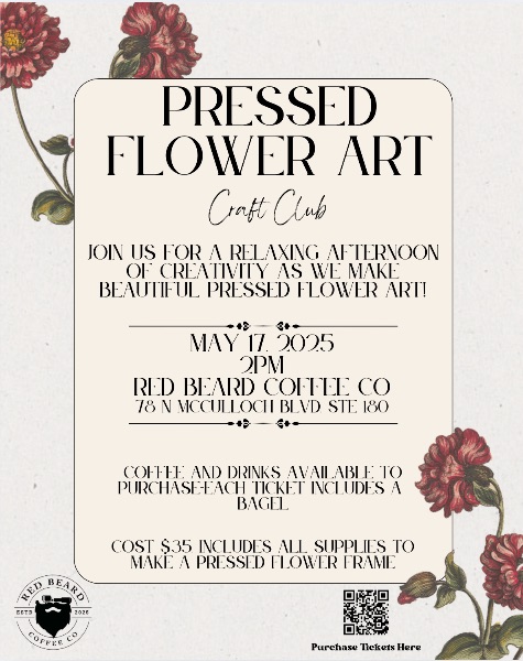 Pressed Flower Art at Red Beard Coffee Co