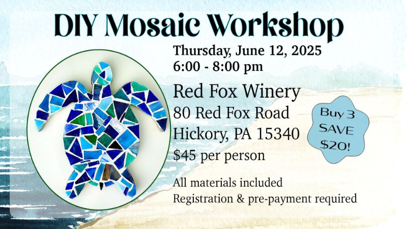 DIY Mosaic Sea Turtle @ Red Fox Winery