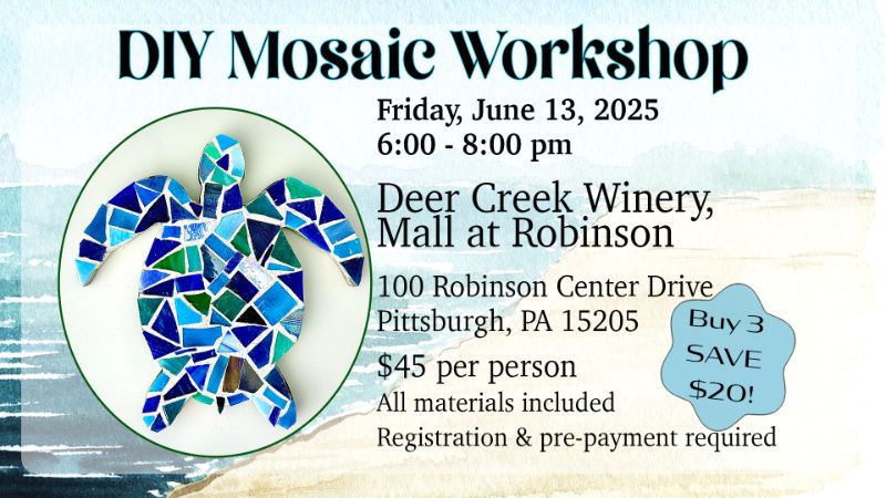 DIY Mosaic Sea Turtle @ Deer Creek Winery - Robinson