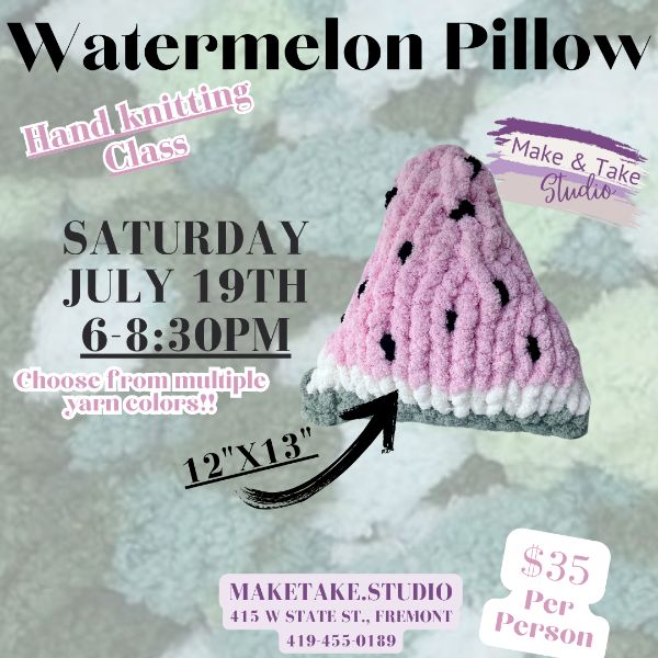 Watermelon Pillow Hand knitting Class