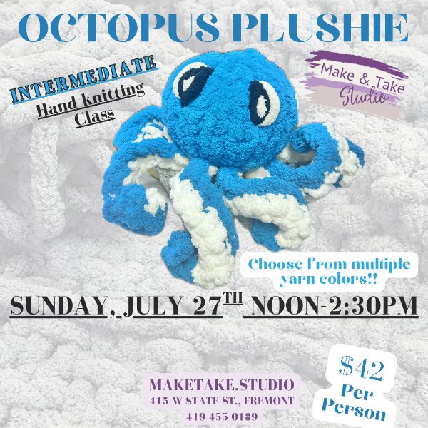 Octupus Plushie Intermediate Handknitting Class