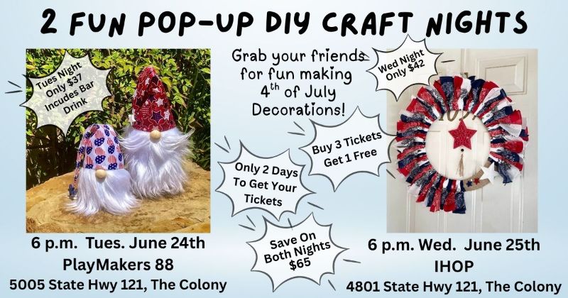 DIY 4th of July Gnomes & Wreaths – Craft Nights in The Colony!