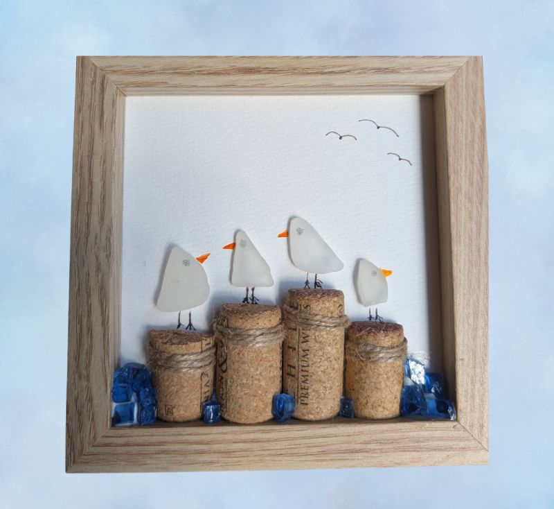 Framed Sea Glass Art Craft Party at Mystic Ice Cream