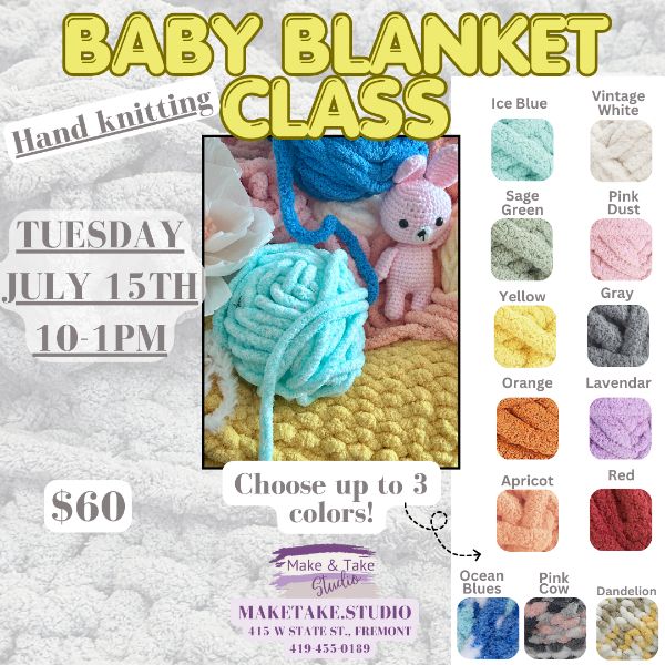 Baby Blanket Handknitting Class- Beginner