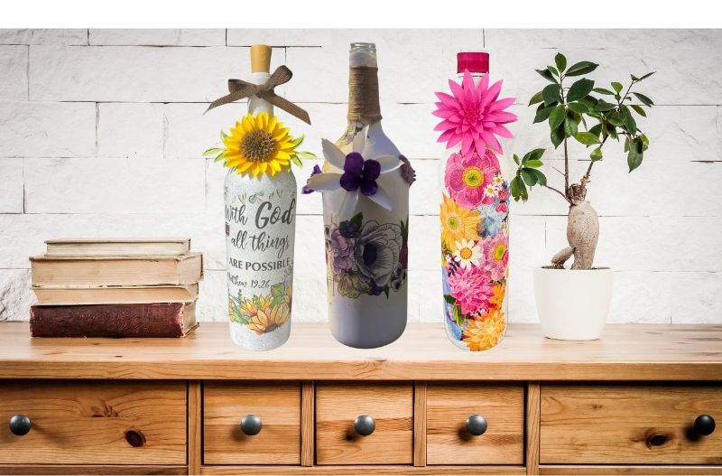 Decoupage a wine bottle at Eden Abbey Brewing Community