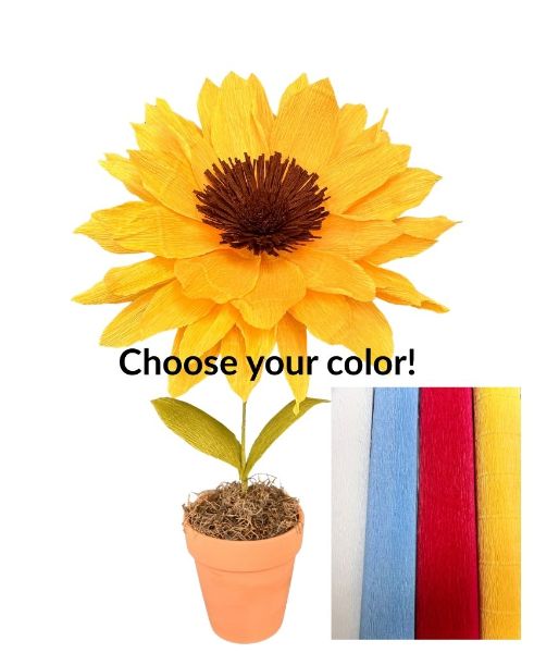Crepe Paper Sunflower class at Barrels and Boards