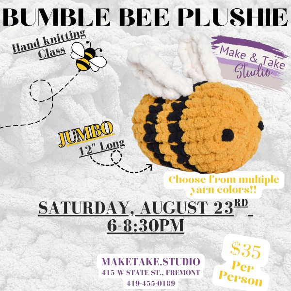 Bumble Bee Plushie Handknitting Class- Beginner