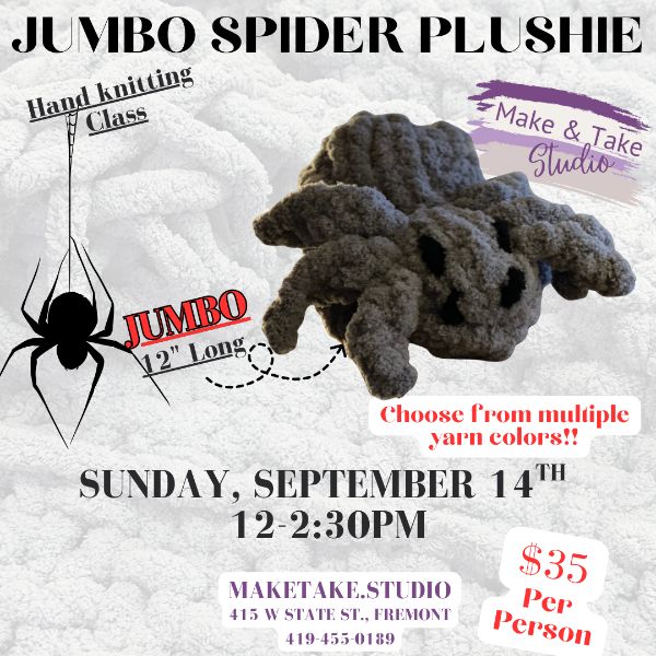 Jumbo Spider Plushie- Handknitting Class