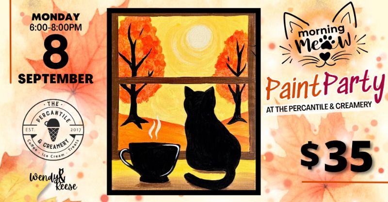 Morning Meow Paint Party at The Percantile & Creamery