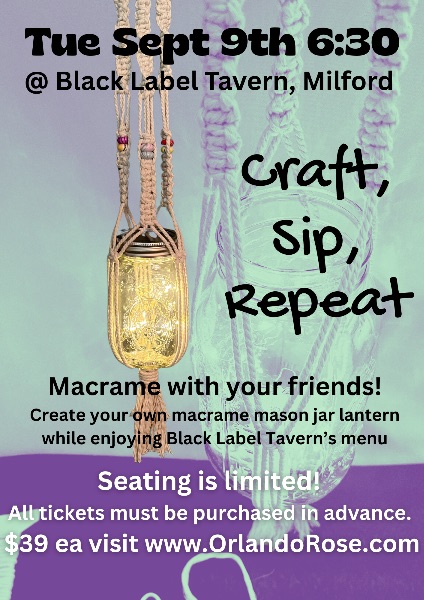 Macrame Mason Jars at Black Label Tavern, Milford