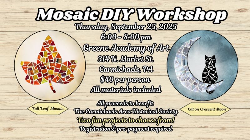 DIY Mosaic Workshop - Greene Academy of Art, Carmichaels, PA
