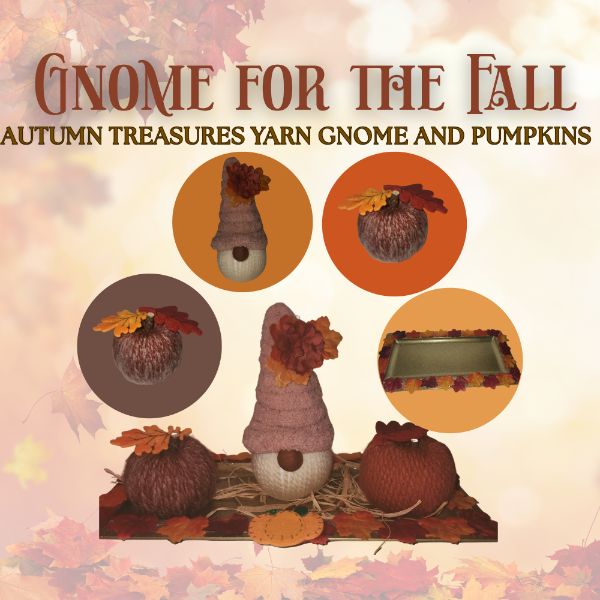 Gnome For The Fall- Autumn Treasures Yarn Gnome and Pumpkins