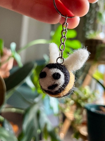 Needle Felted Bumblebee Plant Stake and Keychain Needle Felted Bumblebee Plant Stake and Keychain