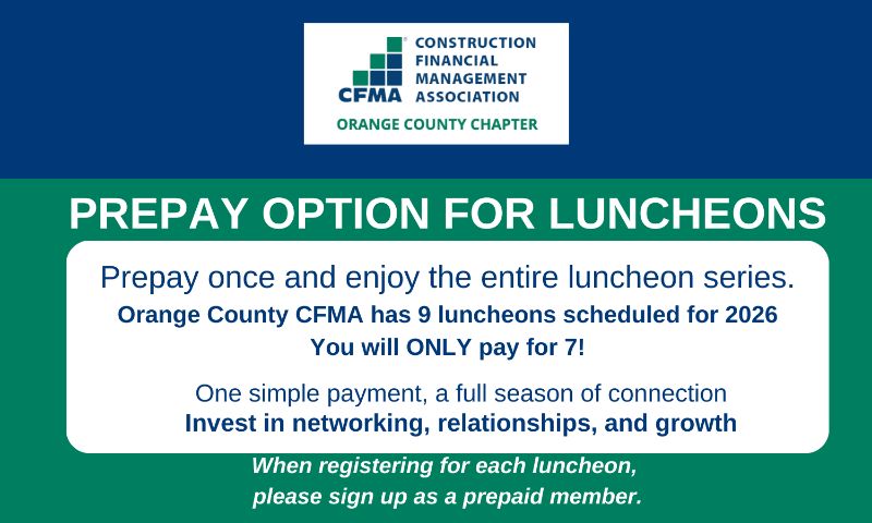 Prepay & Save: Attend 9 Luncheons for the Price of 7