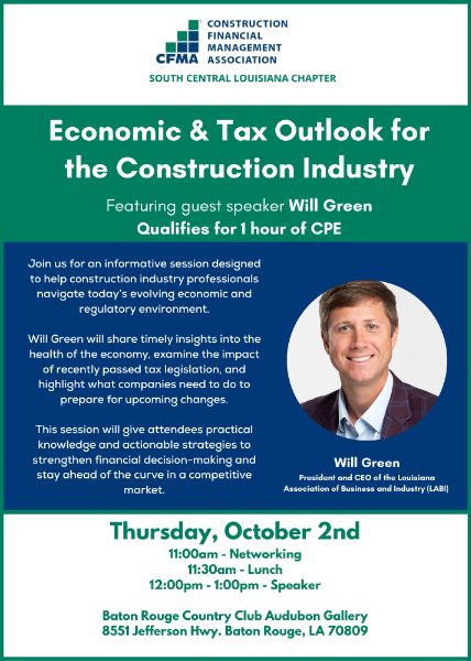 Economic & Tax Outlook for the Construction Industry