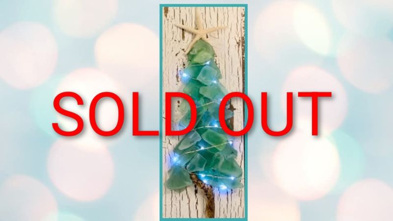 Sea Glass X-mas Tree on a Plank at Barrels & Boards Sea Glass X-mas Tree on a Plank at Barrels & Boards