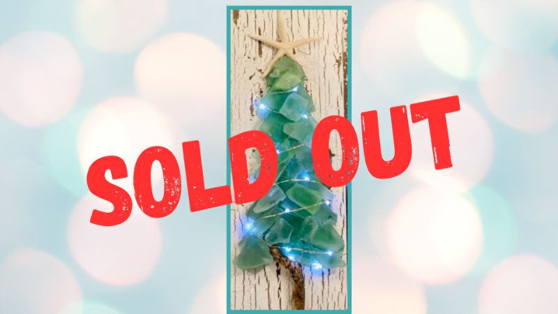 Sea Glass X-mas Tree on a Plank at Mystic Ice Cream in Oxford