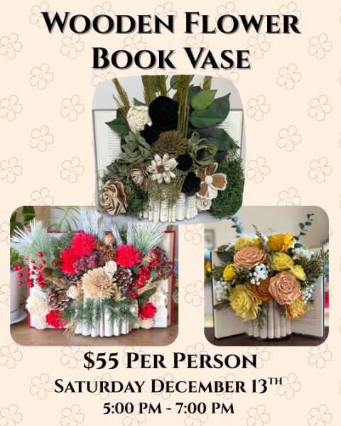 Wooden Flower Book Vase