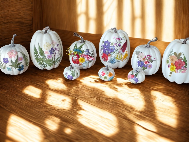 Pressed Floral Pumpkins