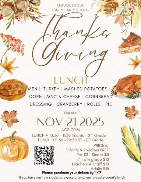 Albuquerque Christian School Thanksgiving Lunch 2025
