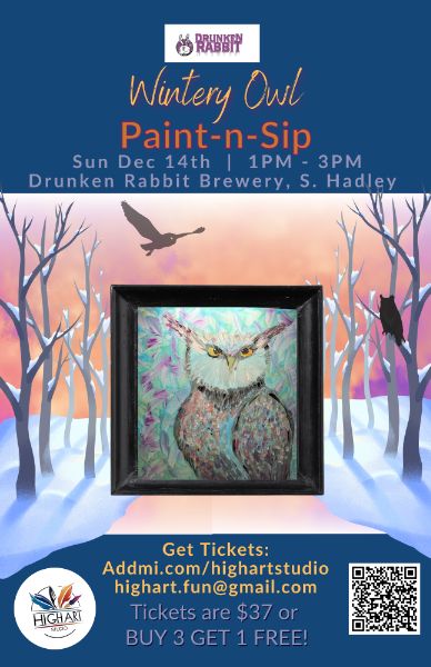 Wintery Owl Paint-n-Sip at Drunken Rabbit