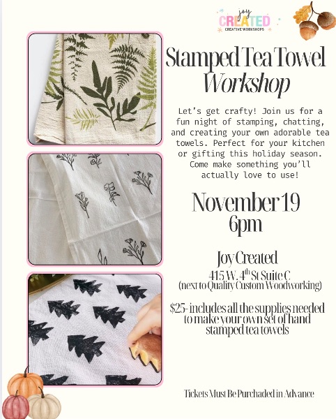 Hand Stamped Tea Towels