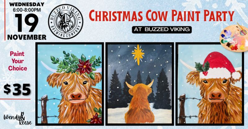 Christmas Cow Paint Party at Buzzed Viking Christmas Cow Paint Party at Buzzed Viking