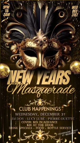 New Year's Masquerade @ Club Happenings