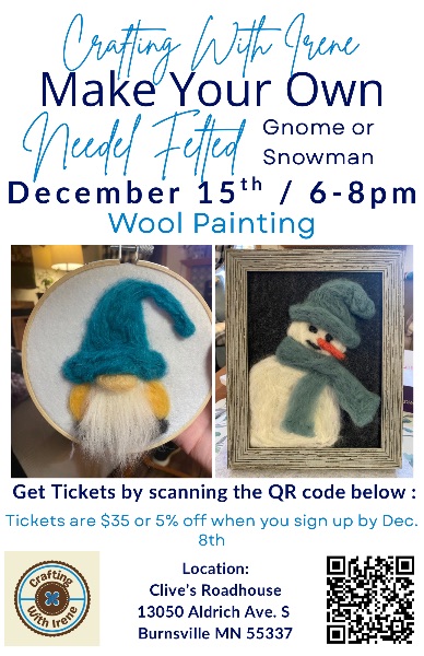 Needle Felted Gnome or Snowman ( Wool Painting)