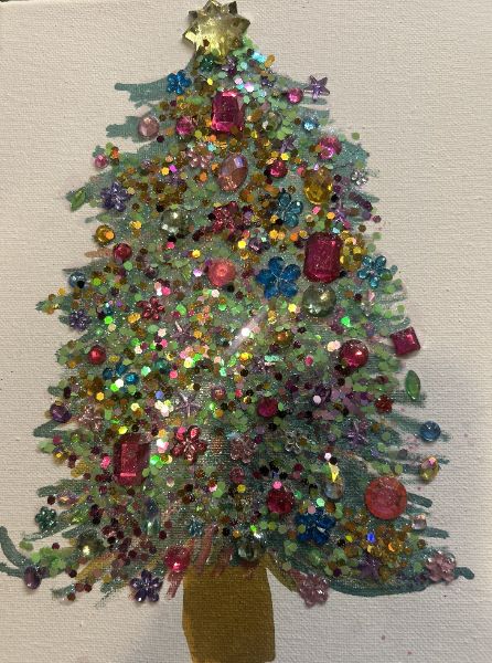 Bedazzling a Holiday Canvas