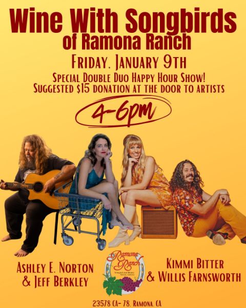 Wine With Our Songbirds - Friday, January 9th • 4–6pm