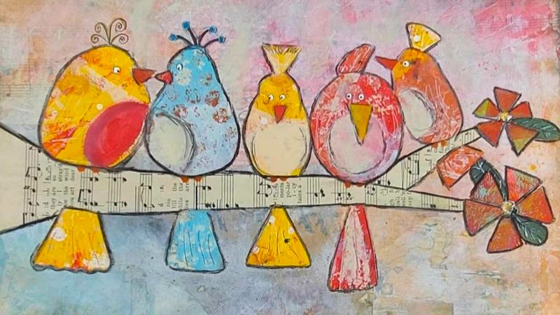 Mixed Media Crazy Birds