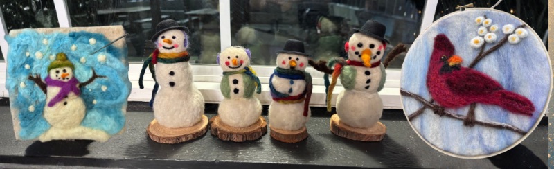 Winter Snowman or Cardinal Needle Felt Craft Night Winter Snowman or Cardinal Needle Felt Craft Night