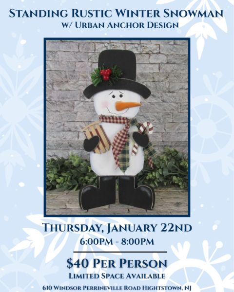 Standing Rustic Winter Snowman