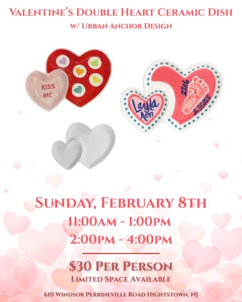Valentine’s Double Heart Ceramic Dish