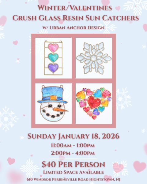 Winter/Valentines Crush Glass Resin Sun Catchers