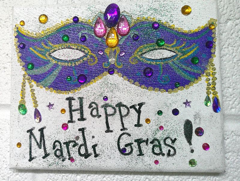 Bedazzling a Mardi Gras Canvas