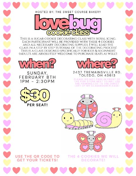 Love Bug Sugar Cookie Decorating Cookie Class - 2/8/26
