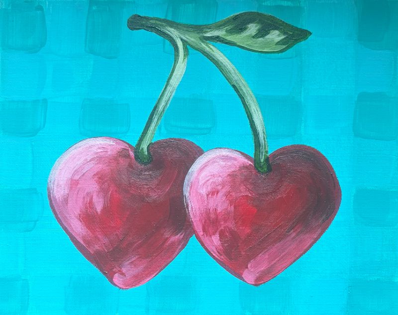 cherry valentine acrylic painting event