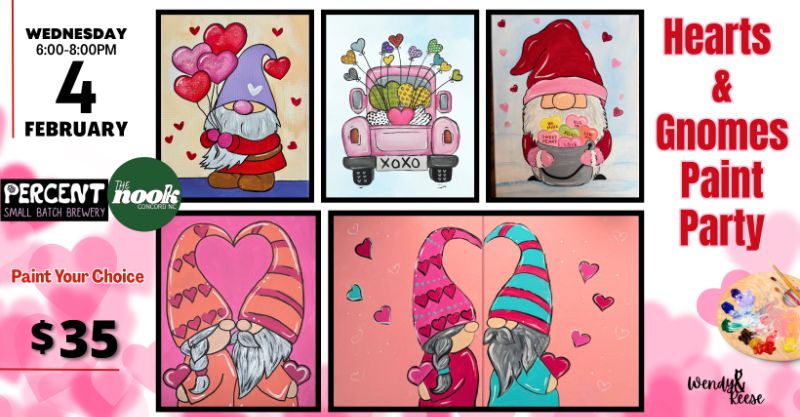 Hearts & Gnomes Paint Party at Percent - The Nook Concord