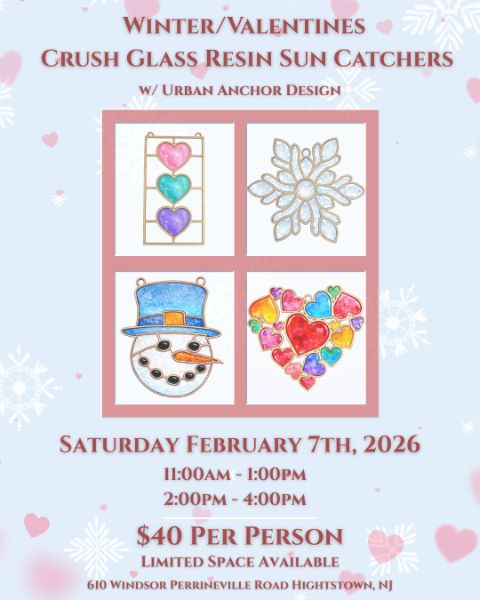 Winter/Valentines Crush Glass Resin Sun Catchers