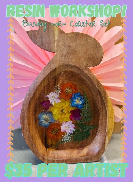 Resin Workshop- Bunny OR set of 4 Coasters
