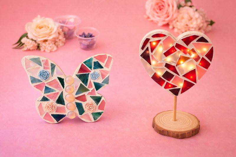 Make Your Own Butterfly or Illuminated Heart Mosaic - Craft & Sip