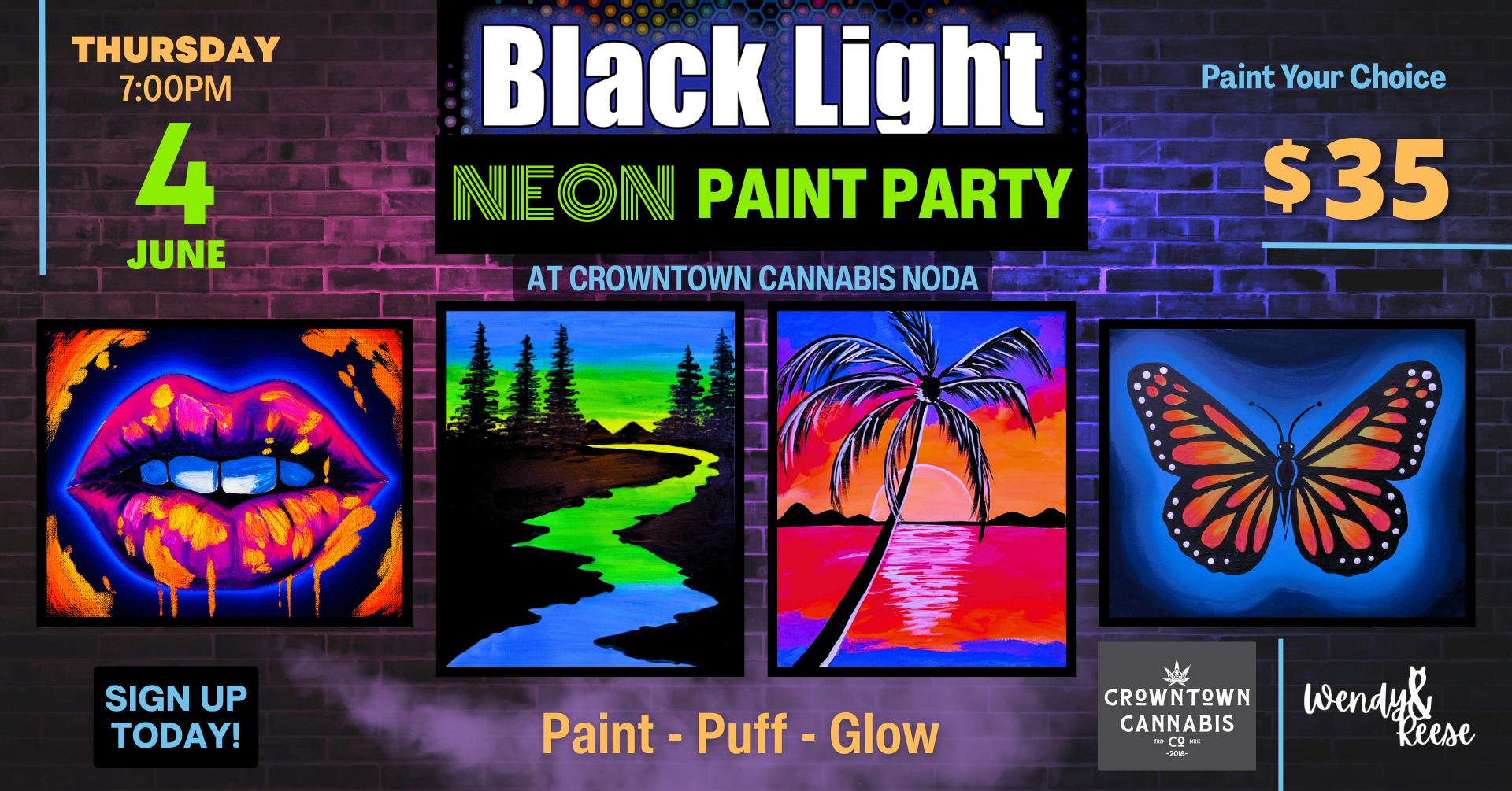 Black Light Neon Paint Party at Crowntown Cannabis NoDa