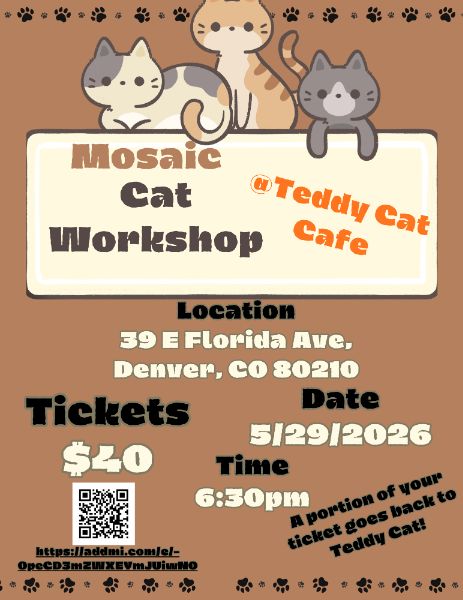 Mosaic Cat Workshop at Teddy Cat Cafe Mosaic Cat Workshop at Teddy Cat Cafe