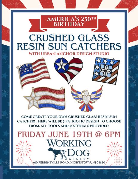 Patriotic Crushed Glass Resin Sun Catcher