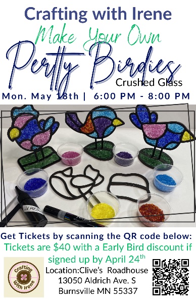 Pretty Birdies Crushed Glass