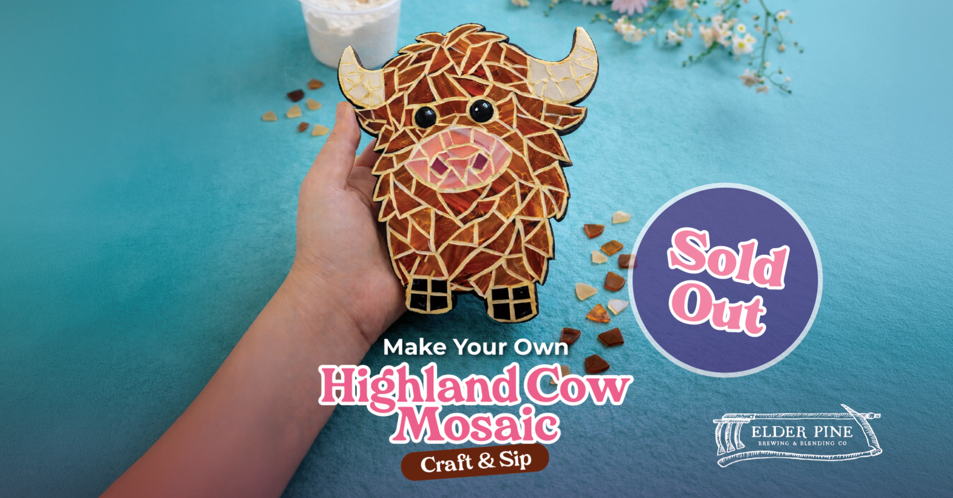 Make Your Own Highland Cow Mosaic - Craft & Sip